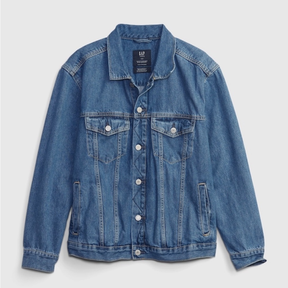COPY - GAP Teen Oversized Denim Jacket with Washwell medium wash size 8, 12, 18…